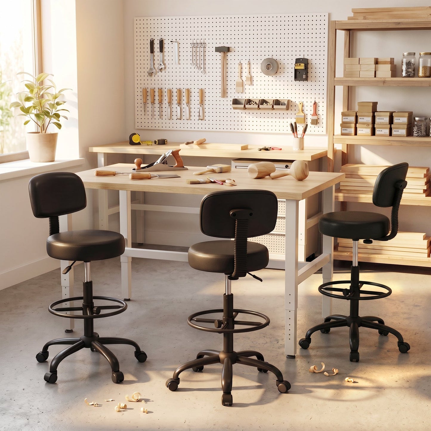 Drafting Chair with Adjustable Height & Footring