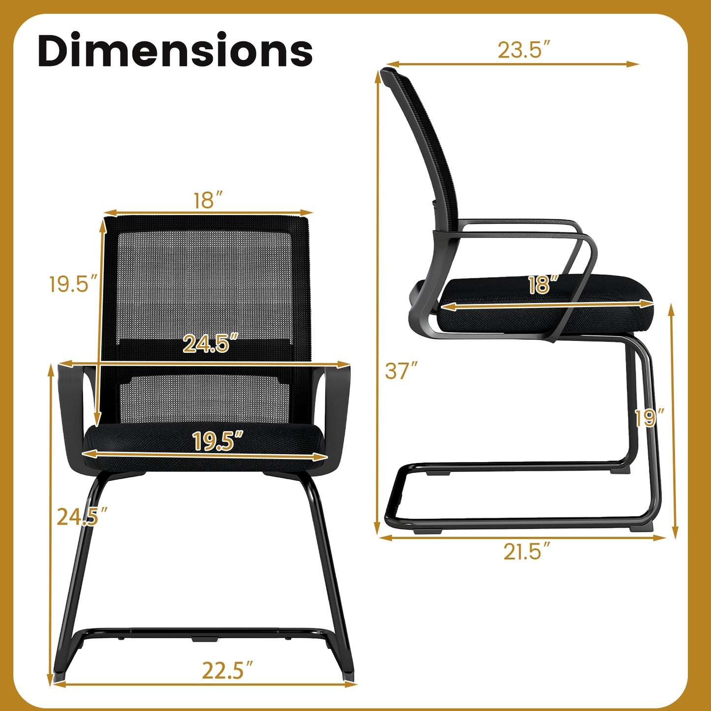 Mesh Guest Chair with Lumbar Support - 2 Pack
