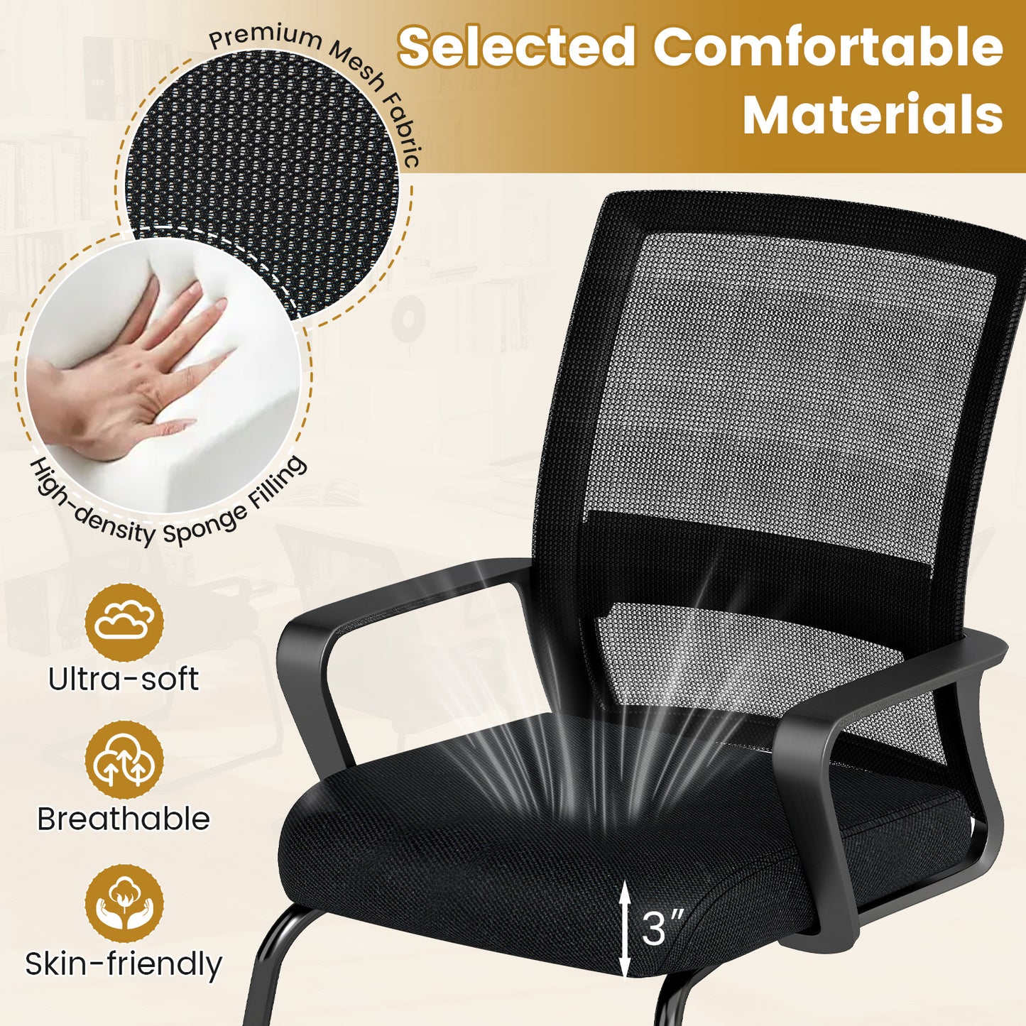 Mesh Guest Chair with Lumbar Support - 2 Pack