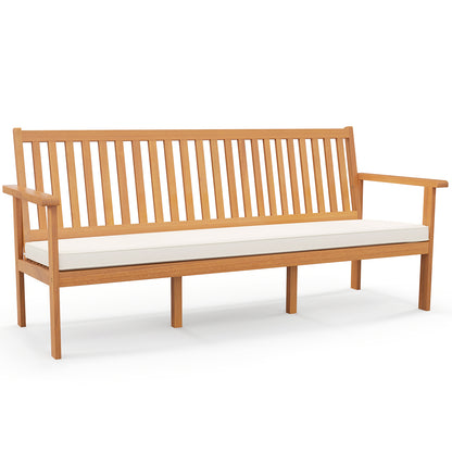 3-Seat Acacia Wood Outdoor Bench with Cushion