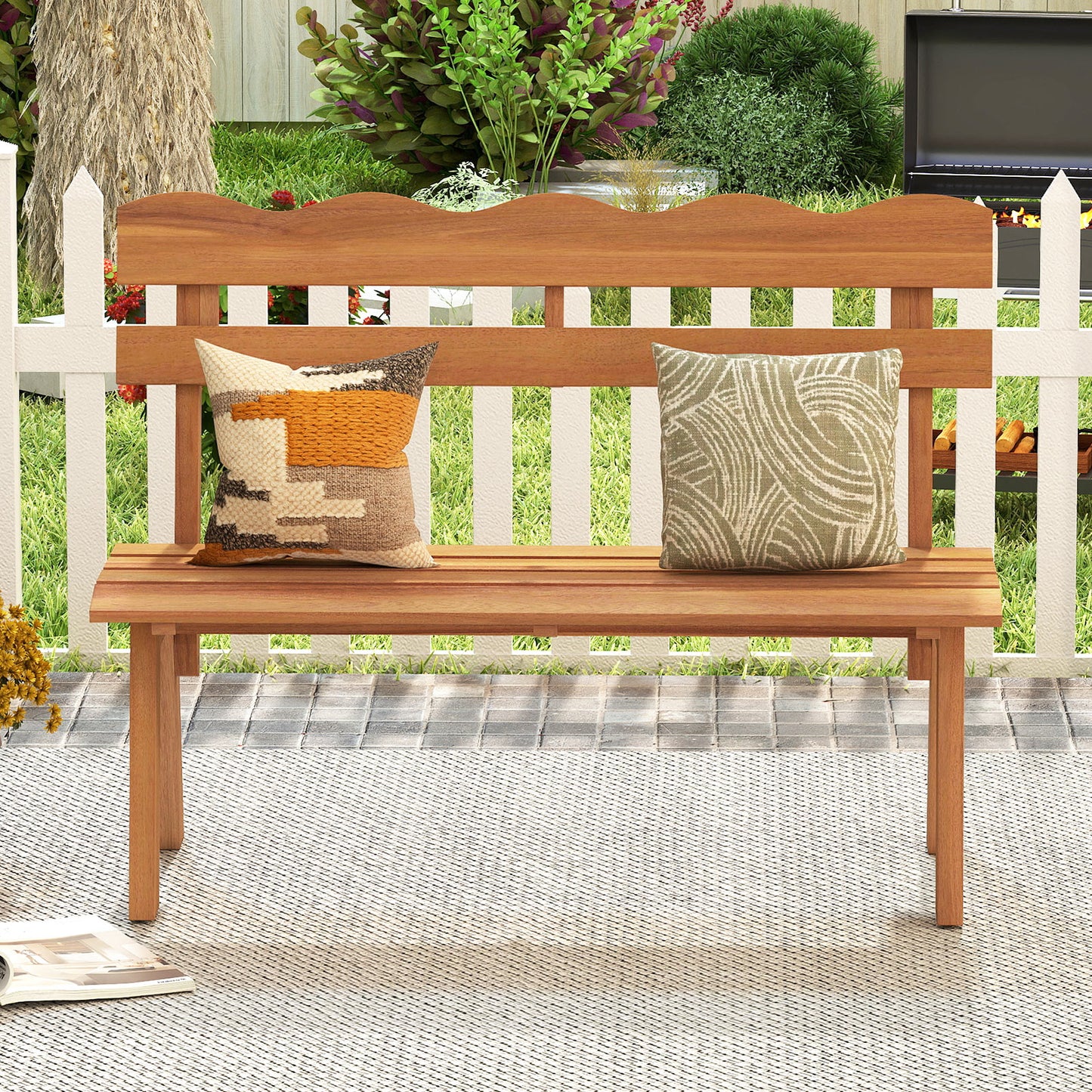 Acacia Wood Garden Bench with 800 lbs Capacity