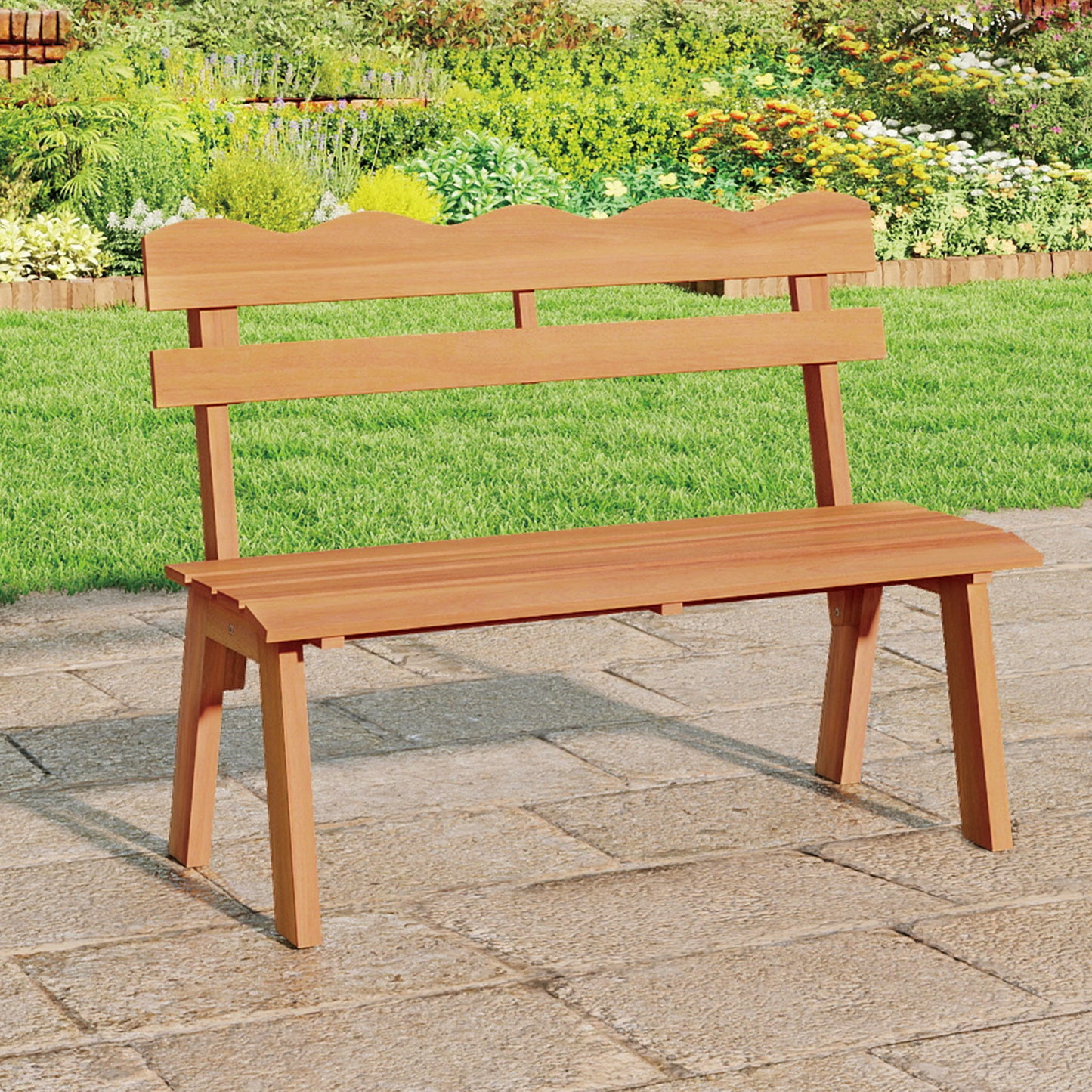 Acacia Wood Garden Bench with 800 lbs Capacity