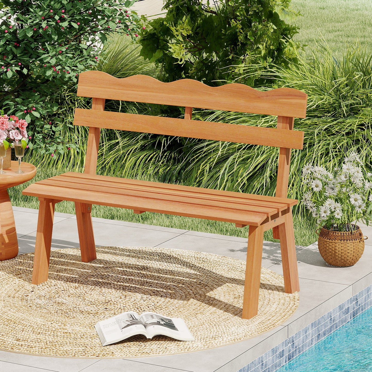 Acacia Wood Garden Bench with 800 lbs Capacity