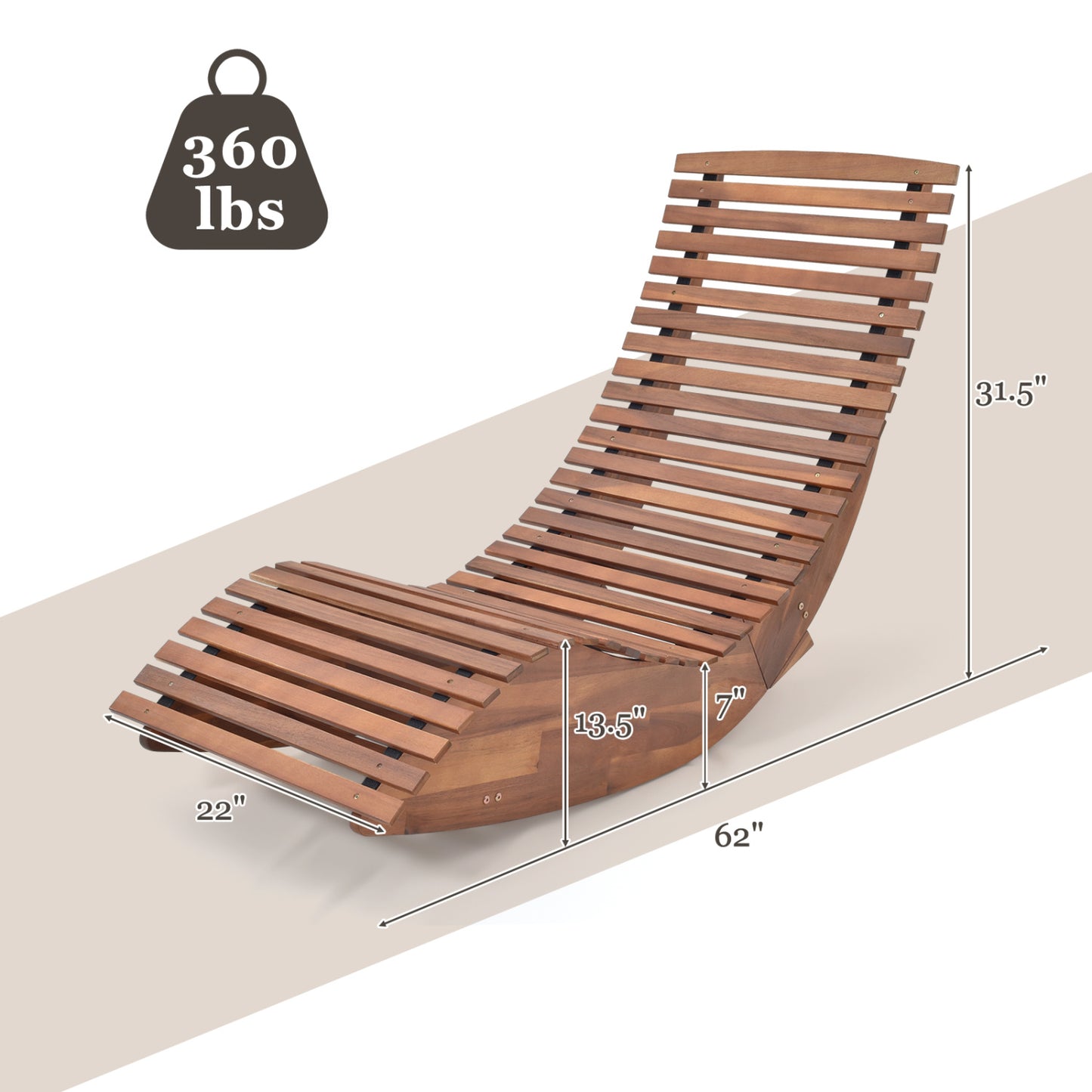 Acacia Wood Rocking Chair with Widened Slatted Seat