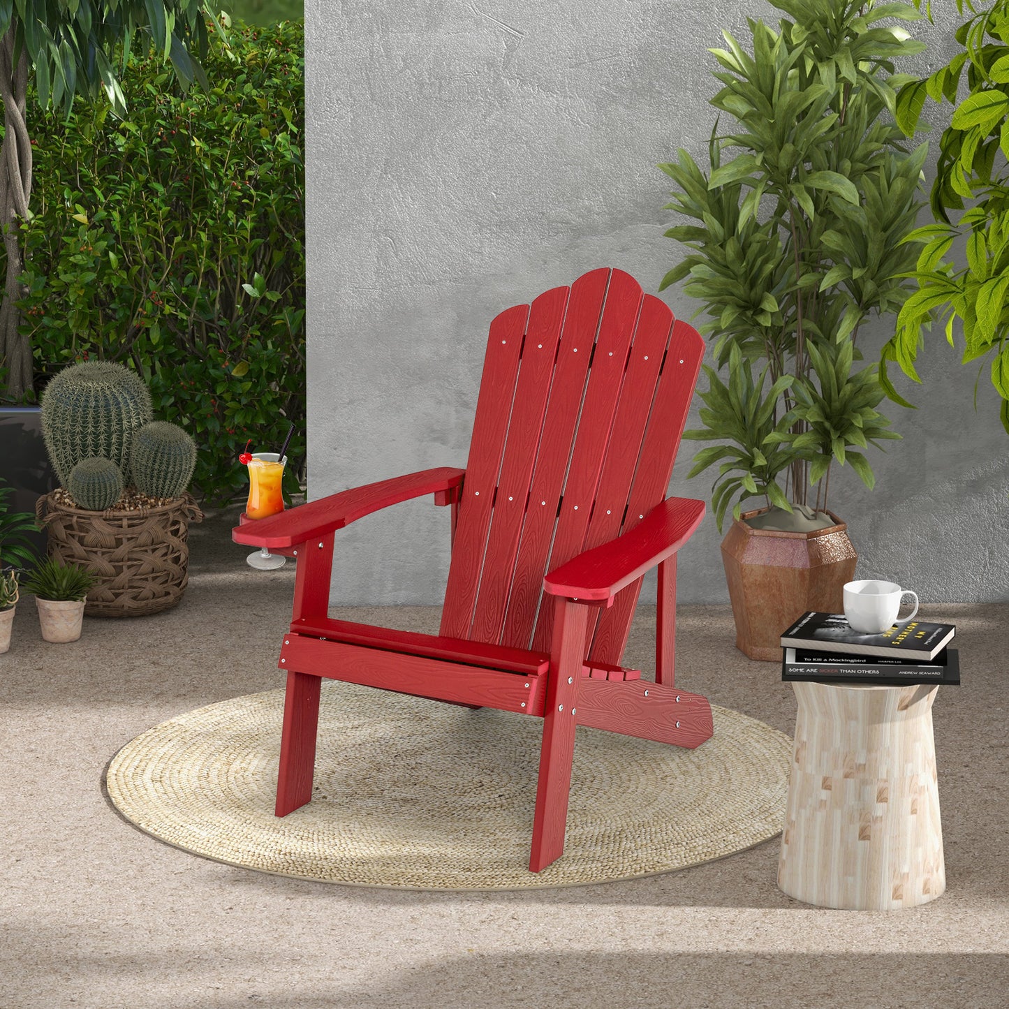 Adirondack Chair with Cup Holder - Weather Resistant HIPS
