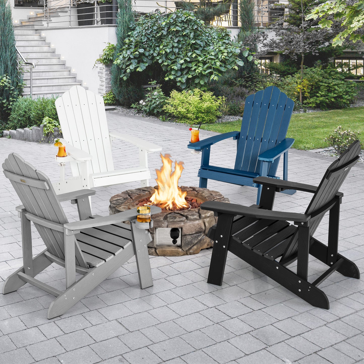 Adirondack Chair with Cup Holder - Weather Resistant HIPS