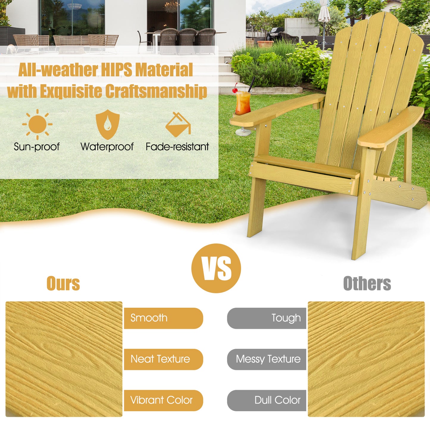 Adirondack Chair with Cup Holder - Weather Resistant HIPS