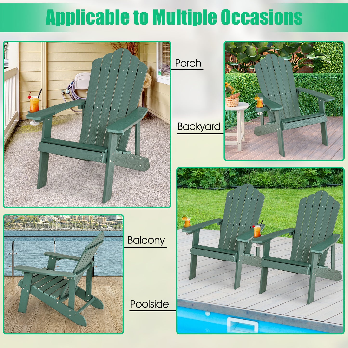 Adirondack Chair with Cup Holder - Weather Resistant HIPS