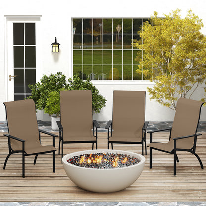 Adirondack Chair with High Back and Metal Frame - Coffee