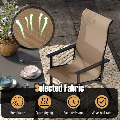 Adirondack Chair with High Back and Metal Frame - Coffee