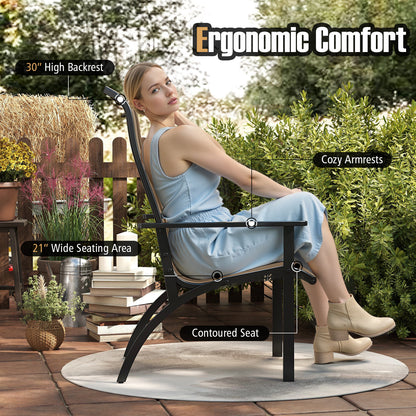 Adirondack Chair with High Back and Metal Frame - Coffee