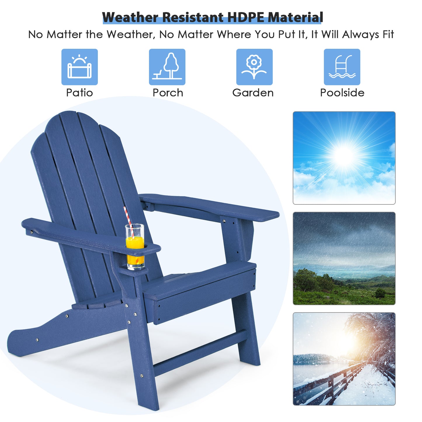 Adirondack Chair with Cup Holder - All-Weather PE