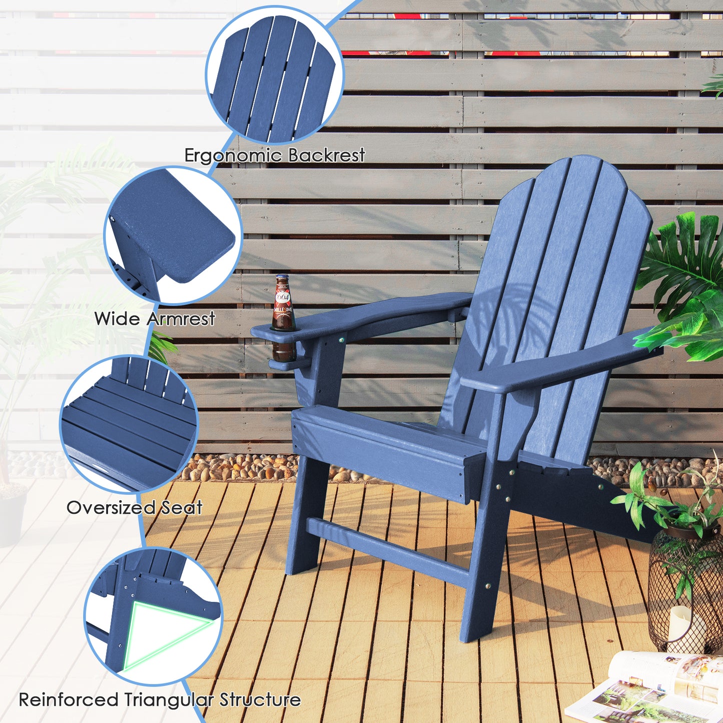 Adirondack Chair with Cup Holder - All-Weather PE
