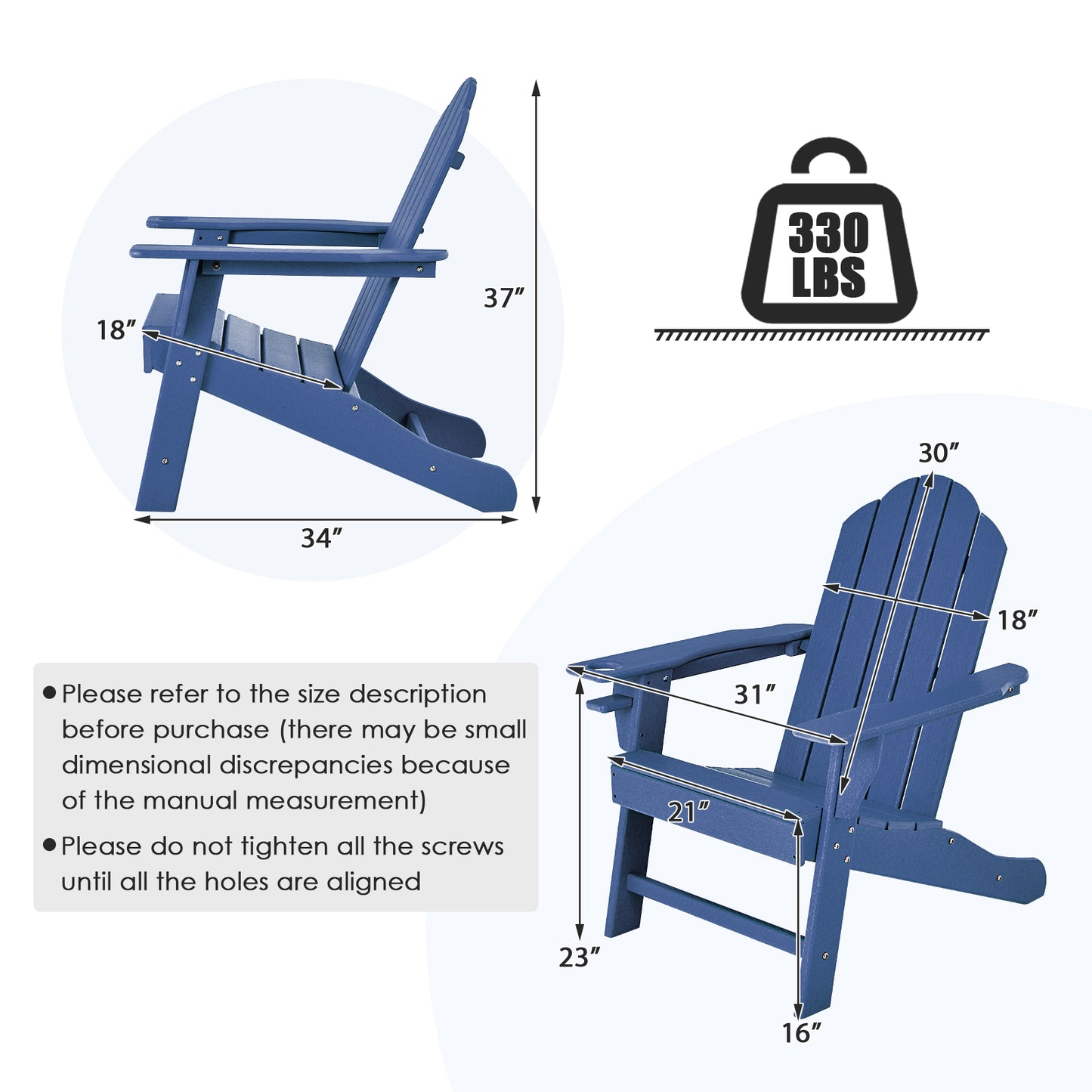 Adirondack Chair with Cup Holder - All-Weather PE