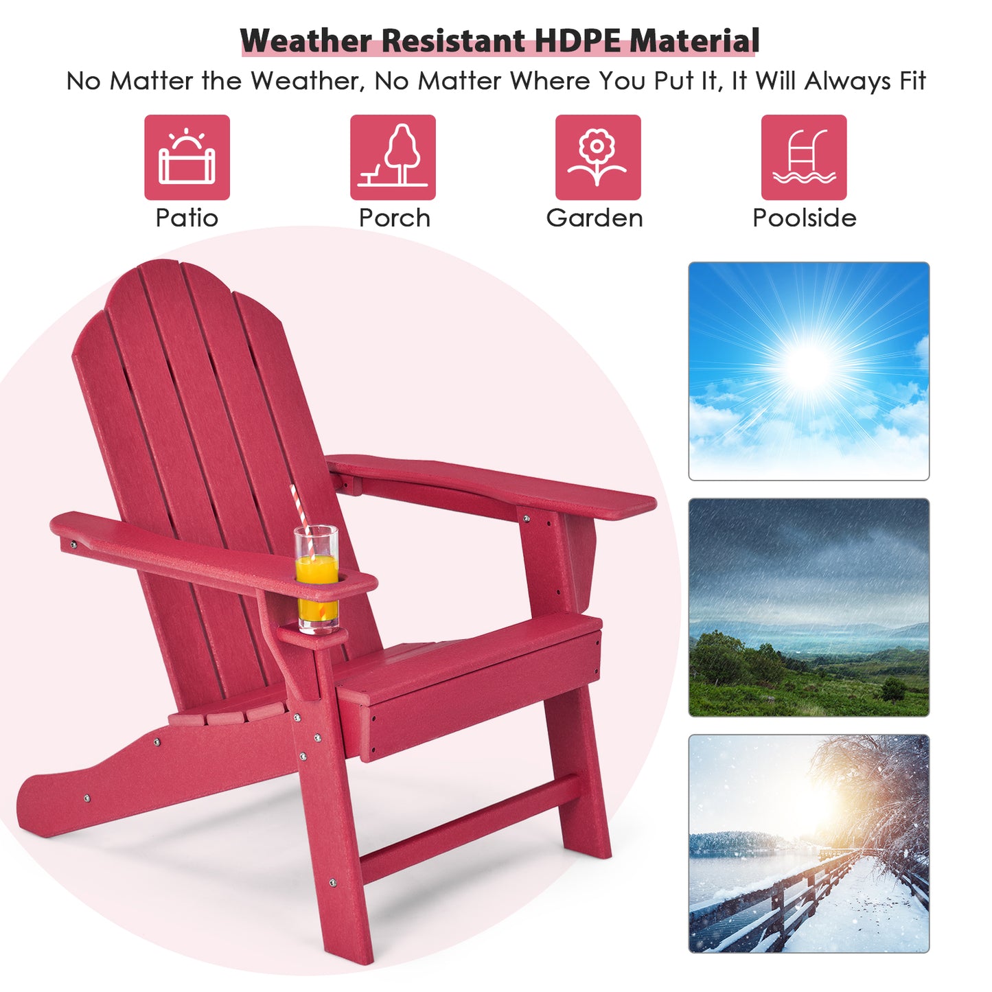 Adirondack Chair with Cup Holder - All-Weather PE