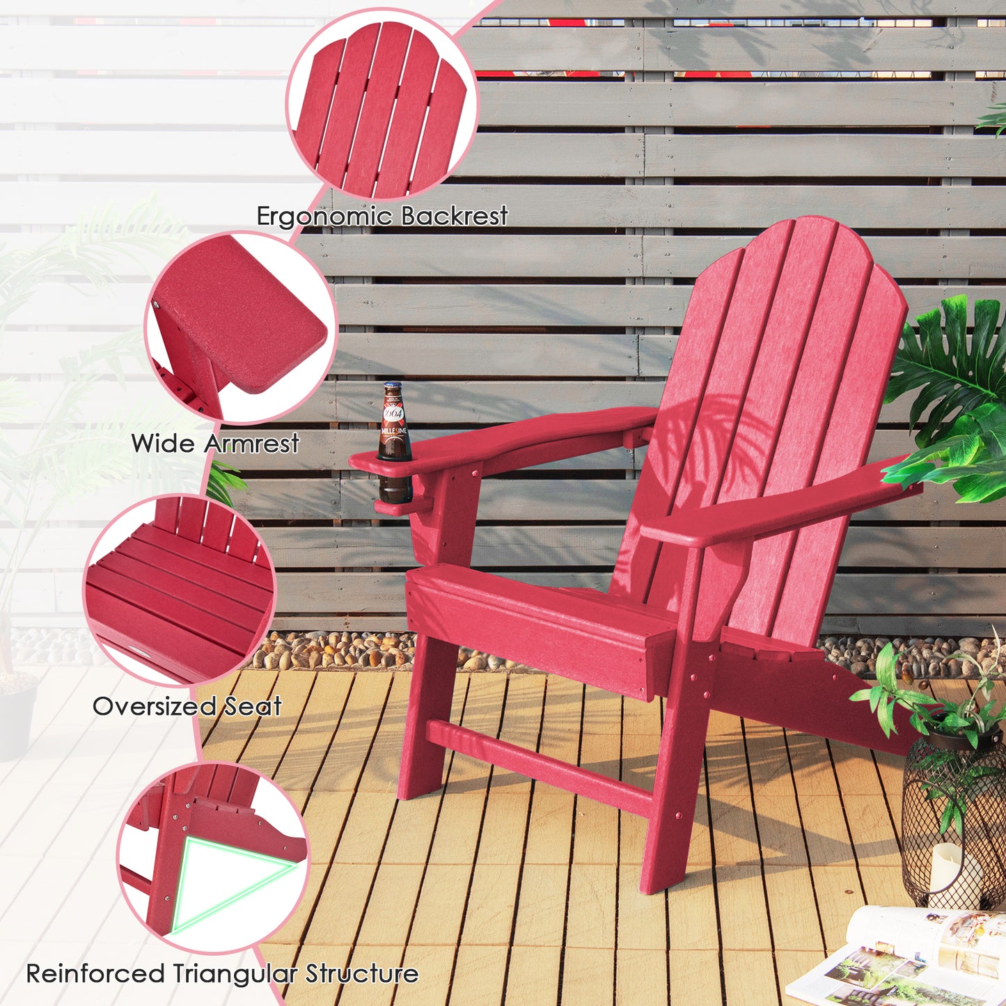 Adirondack Chair with Cup Holder - All-Weather PE