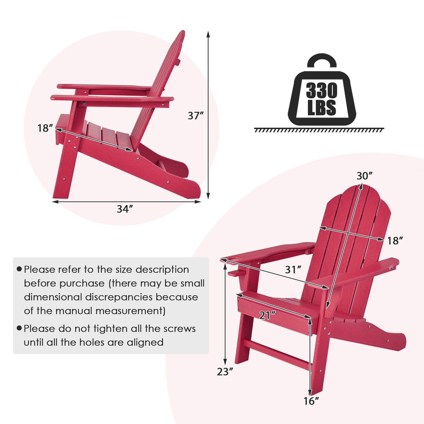 Adirondack Chair with Cup Holder - All-Weather PE
