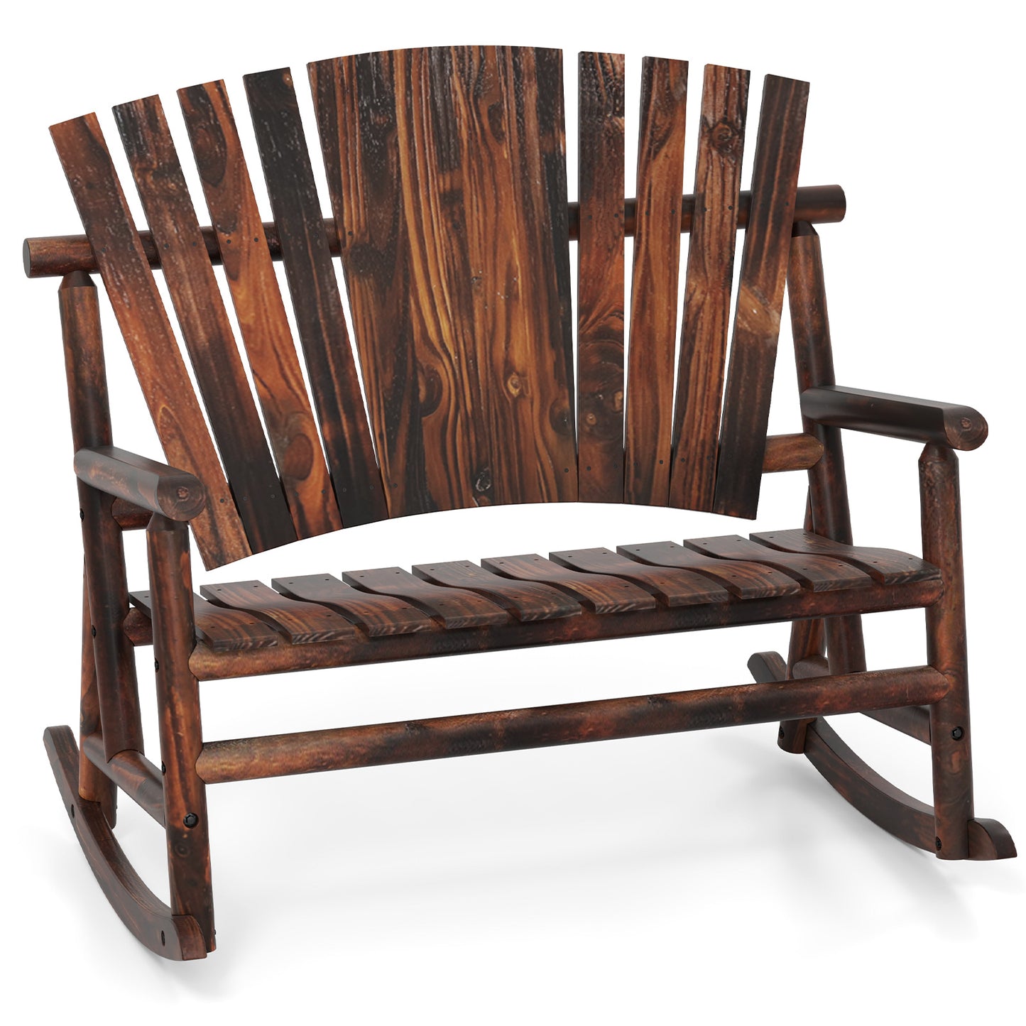 Adirondack Rocking Chair with High Back - Brown