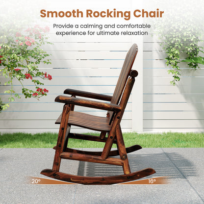 Adirondack Rocking Chair with High Back - Brown
