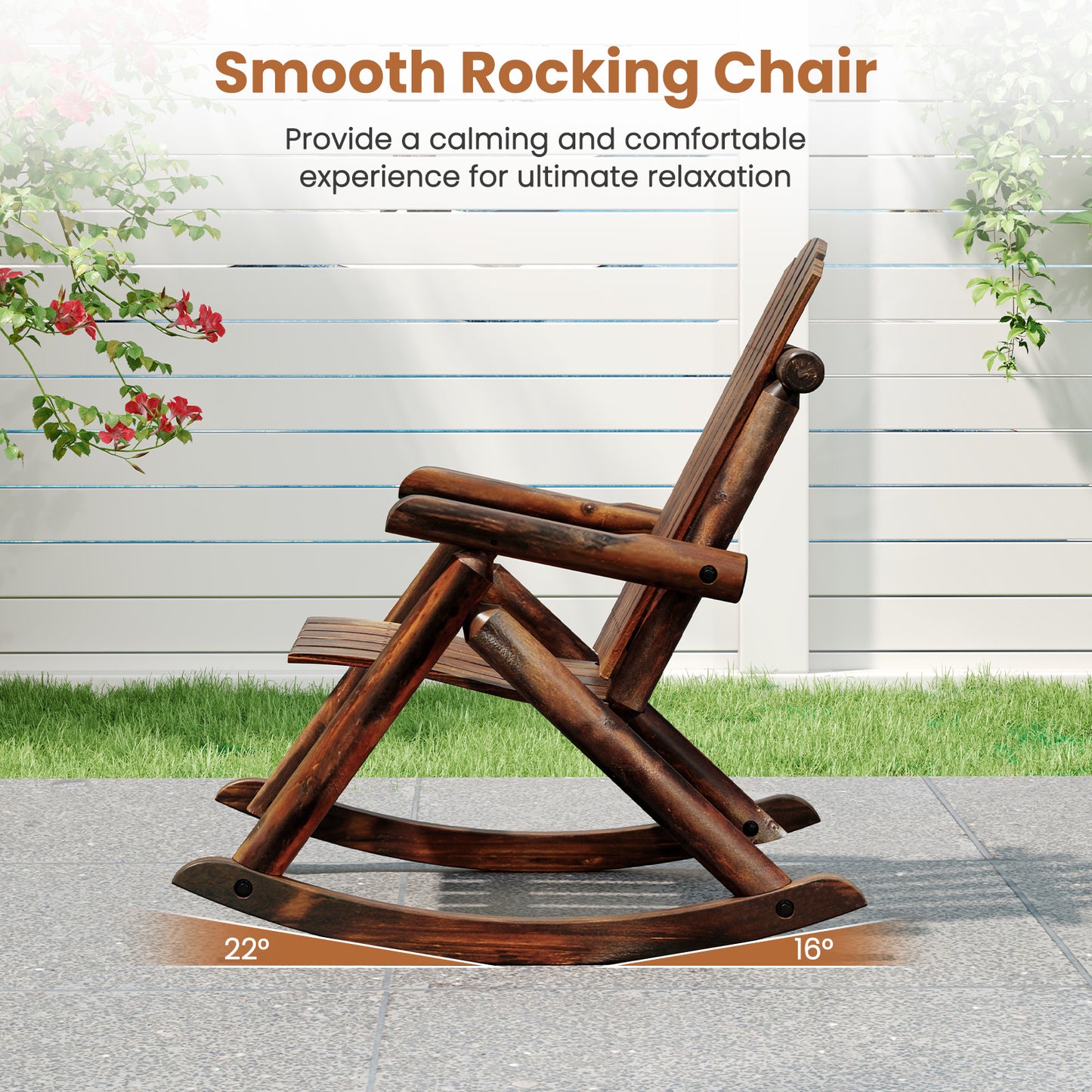 Adirondack Rocking Chair Solid Wood Outdoor Porch Rocker