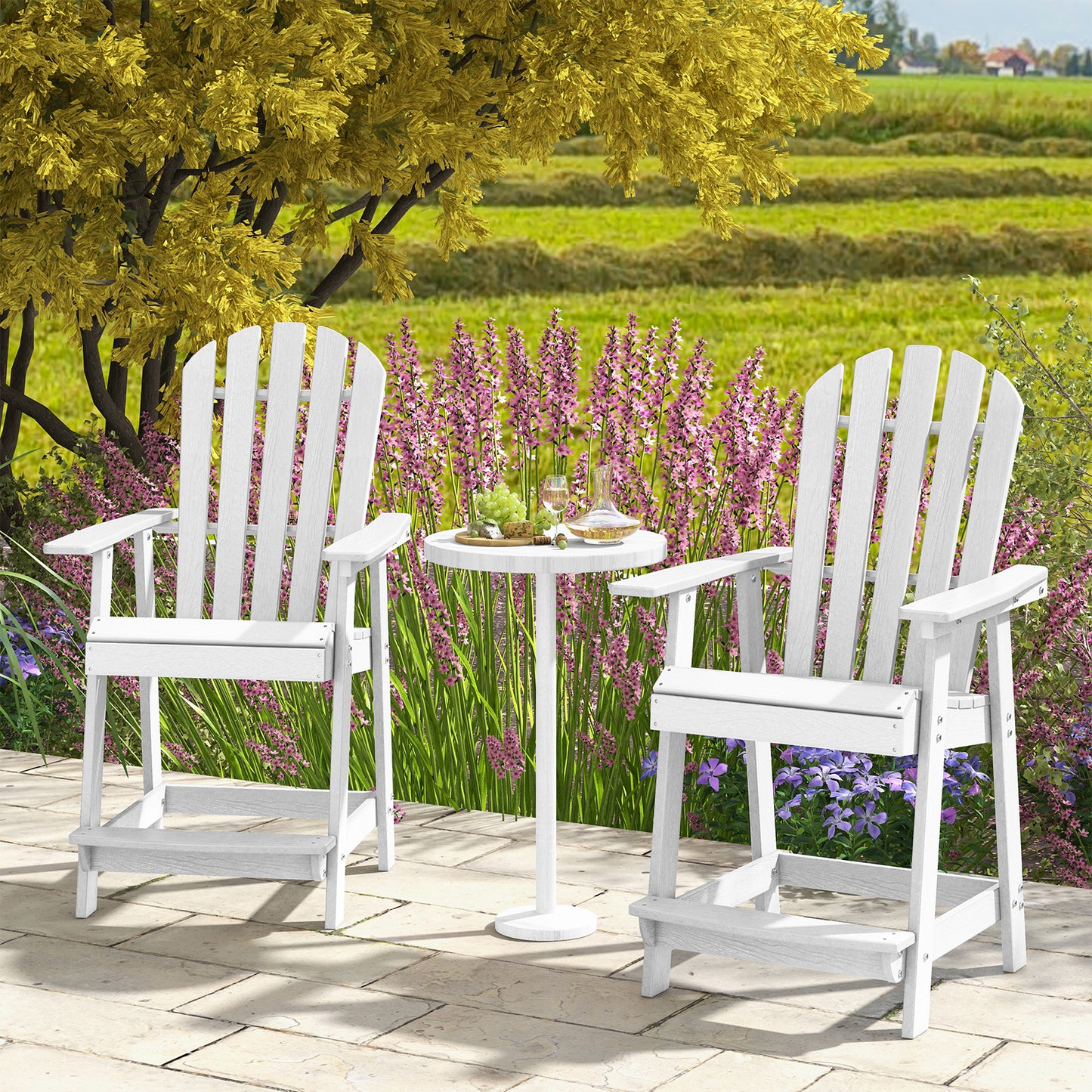 HDPE Adirondack Chair with Footrest - Weather Resistant