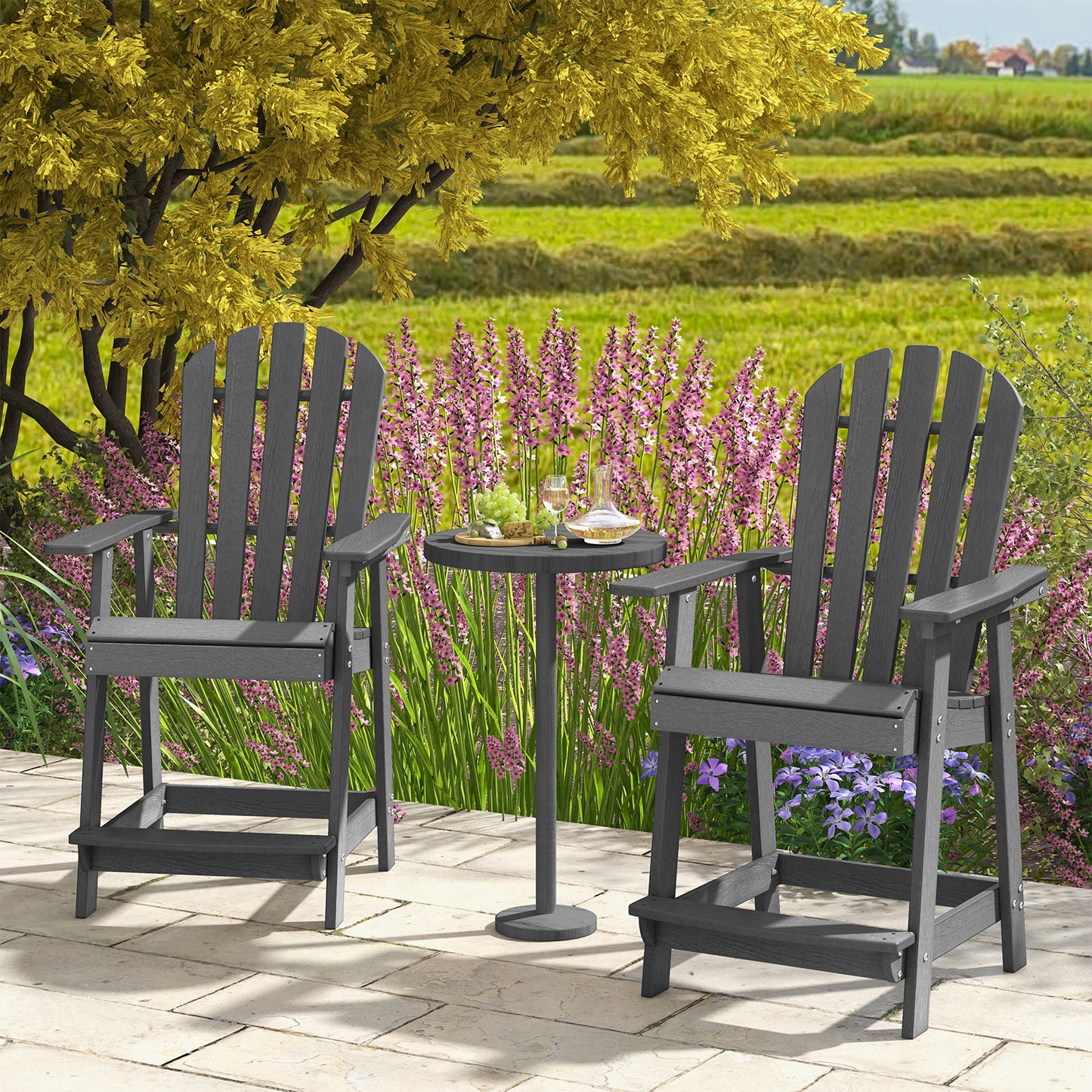 HDPE Adirondack Chair with Footrest - Weather Resistant