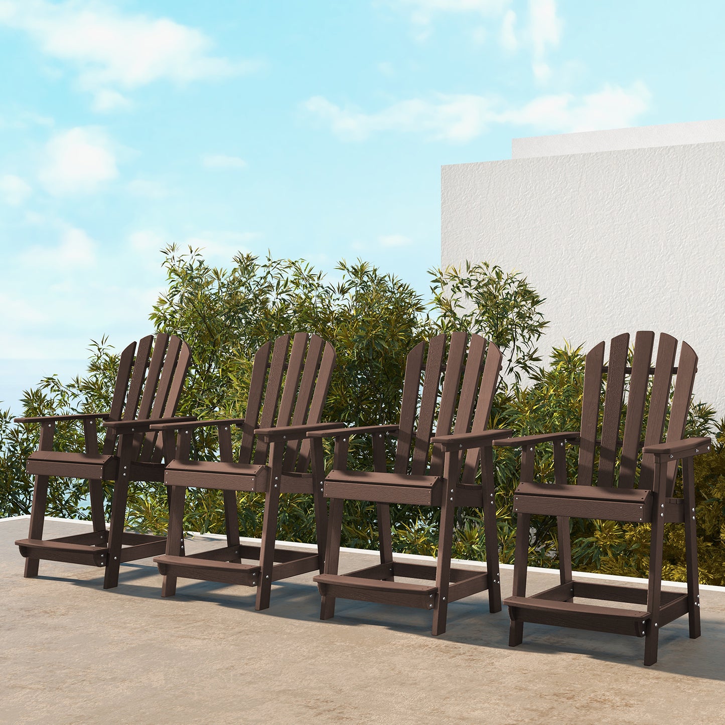 HDPE Adirondack Chair with Footrest - Weather Resistant