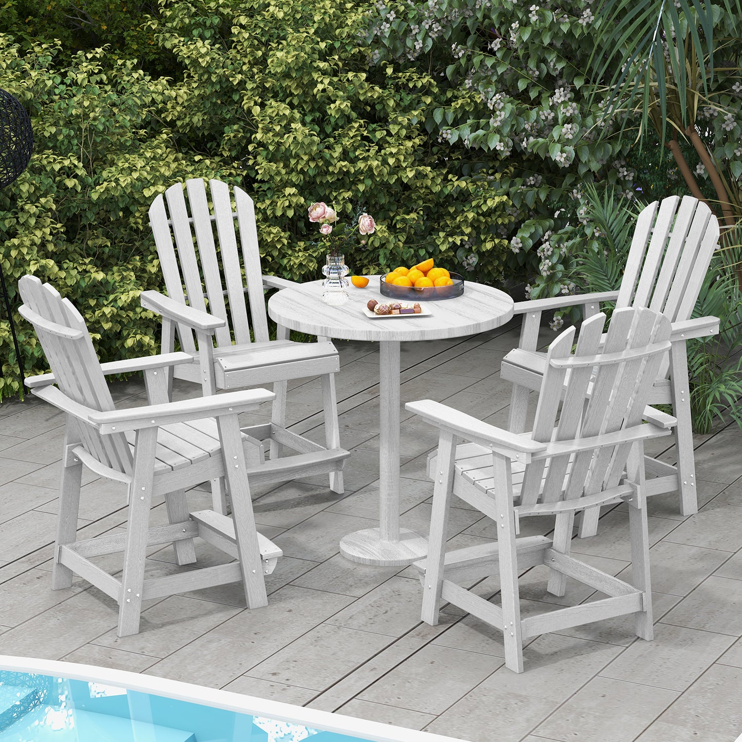 HDPE Adirondack Chair with Footrest - Weather Resistant