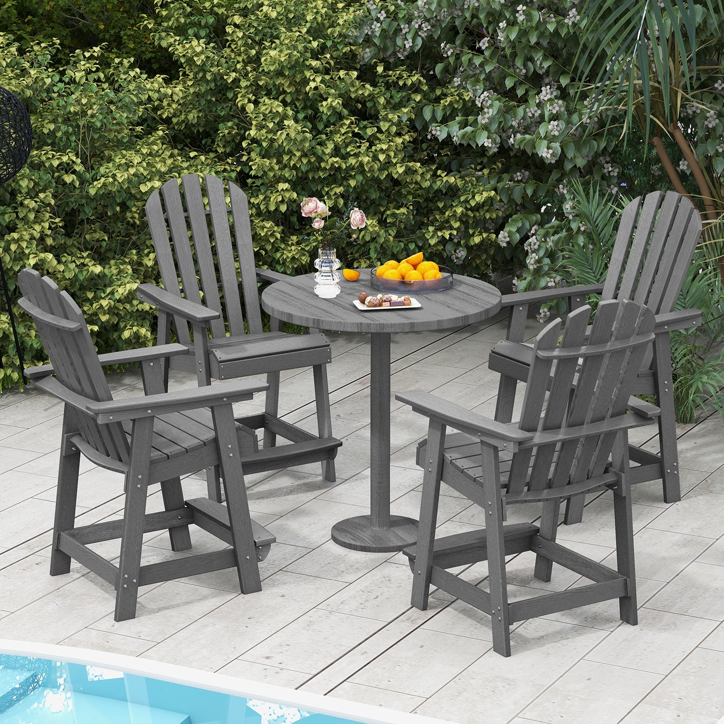 HDPE Adirondack Chair with Footrest - Weather Resistant