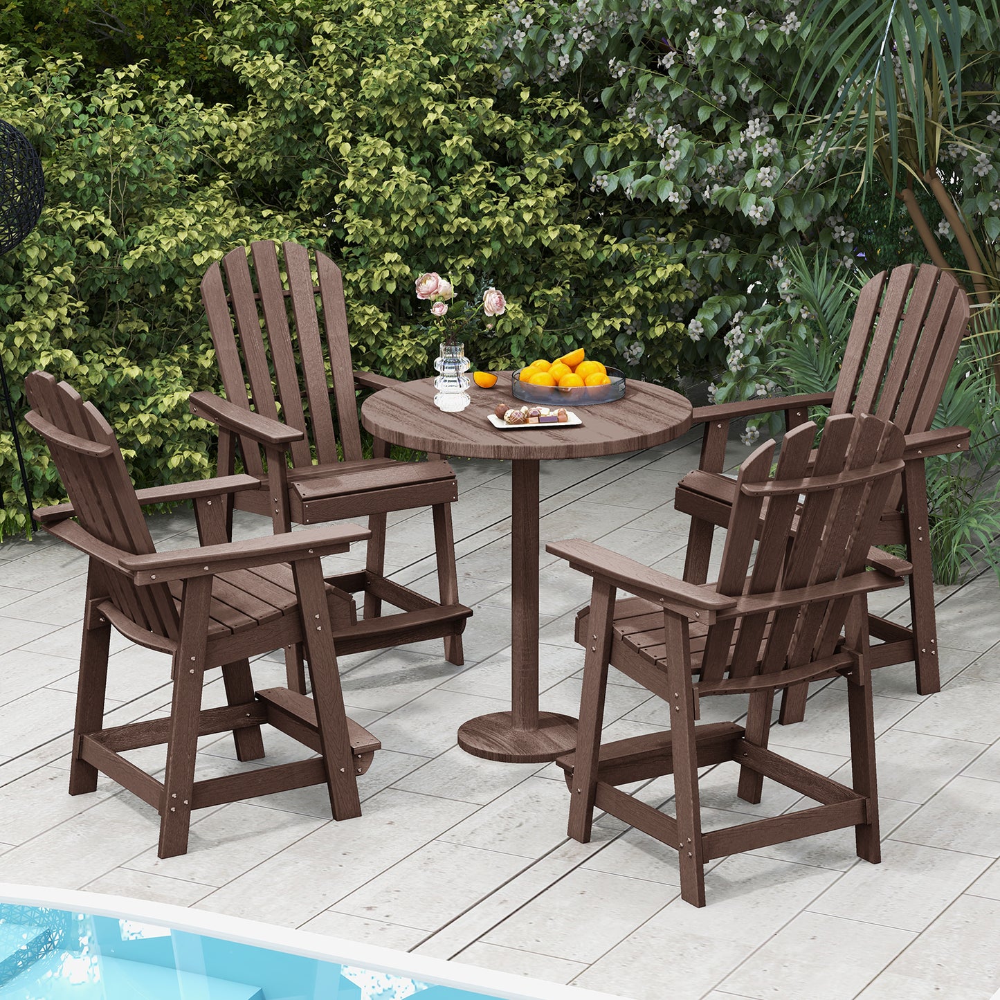HDPE Adirondack Chair with Footrest - Weather Resistant