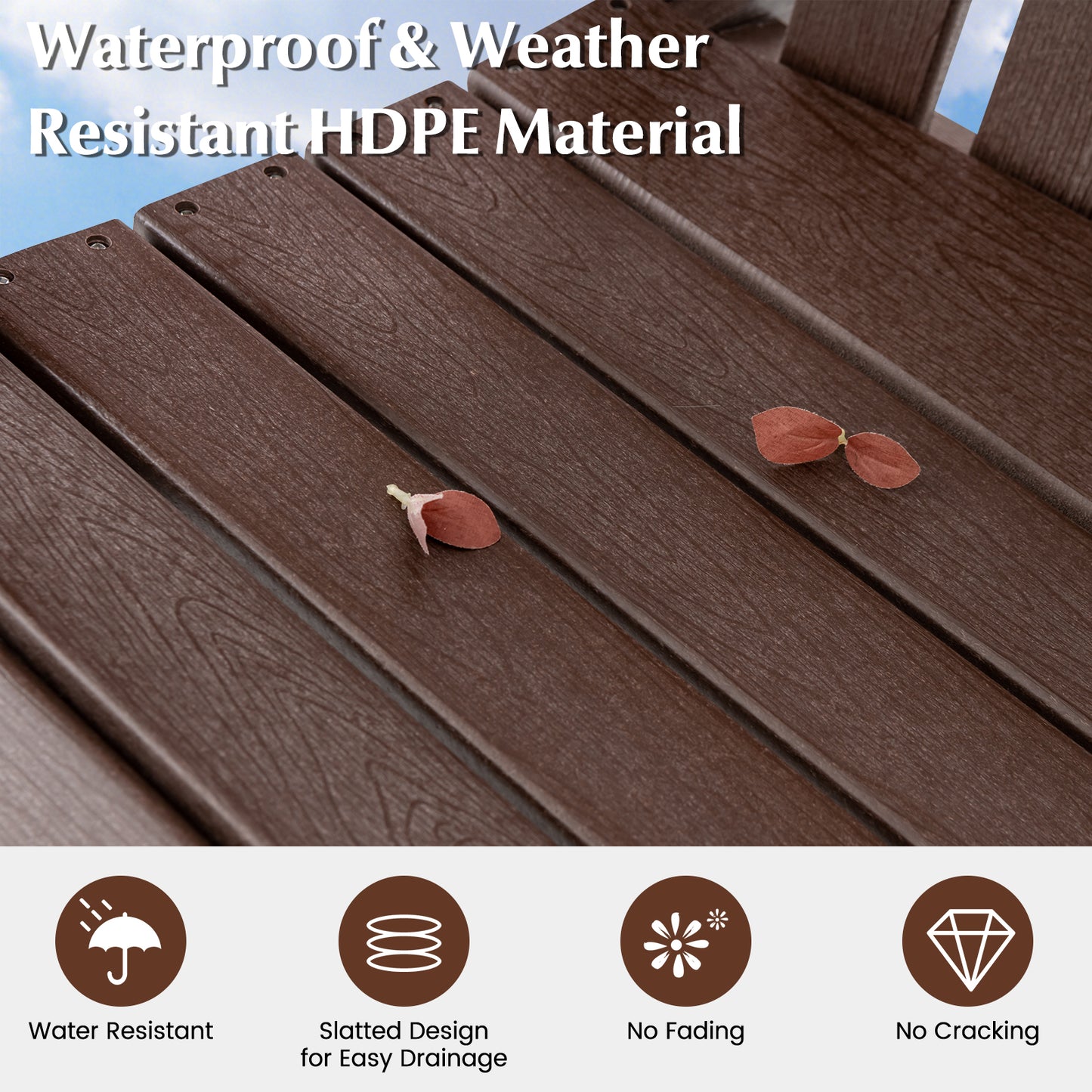 HDPE Adirondack Chair with Footrest - Weather Resistant
