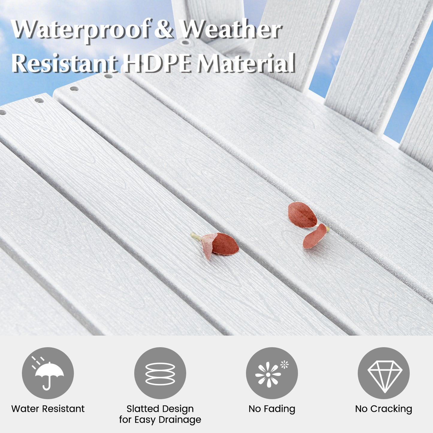 HDPE Adirondack Chair with Footrest - Weather Resistant