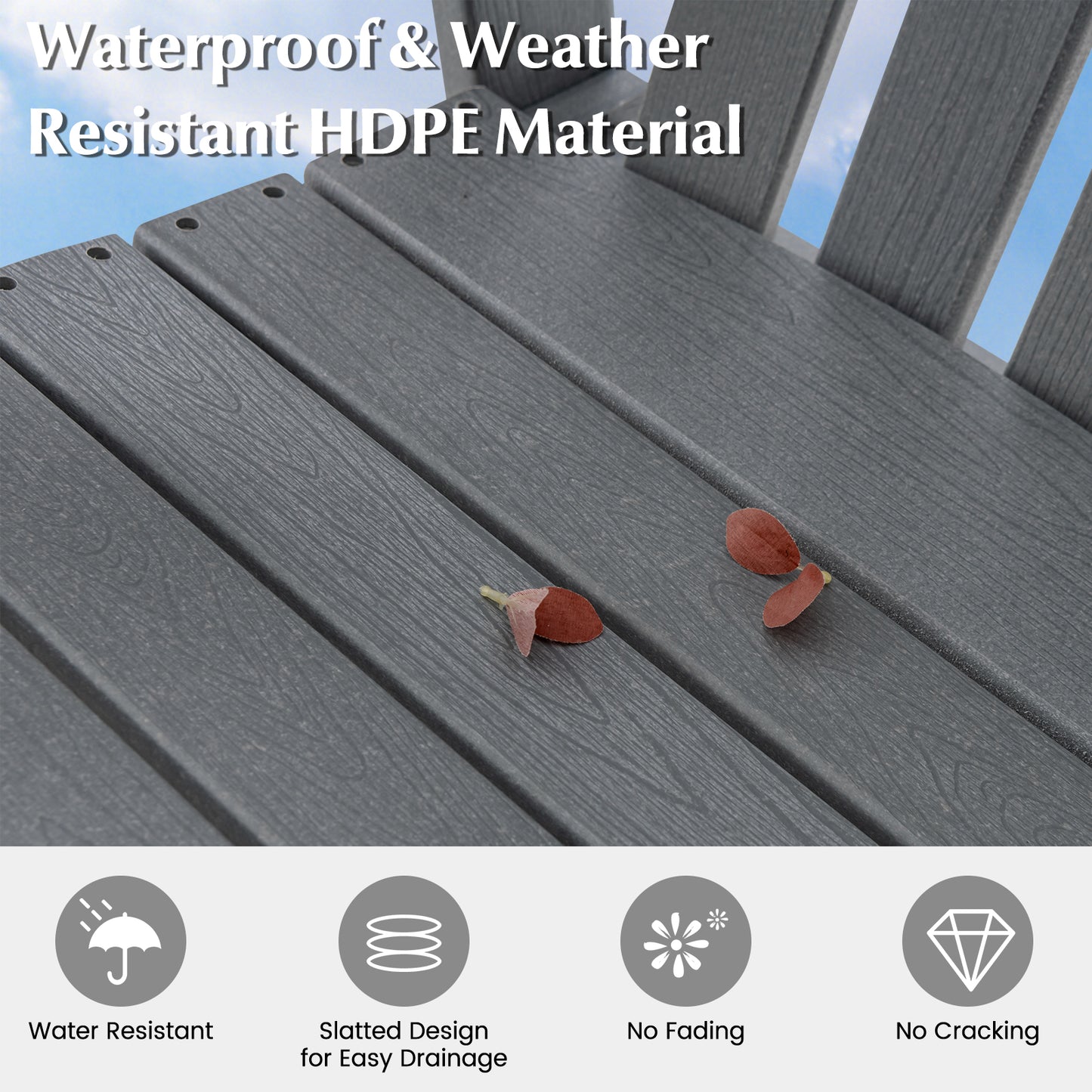 HDPE Adirondack Chair with Footrest - Weather Resistant