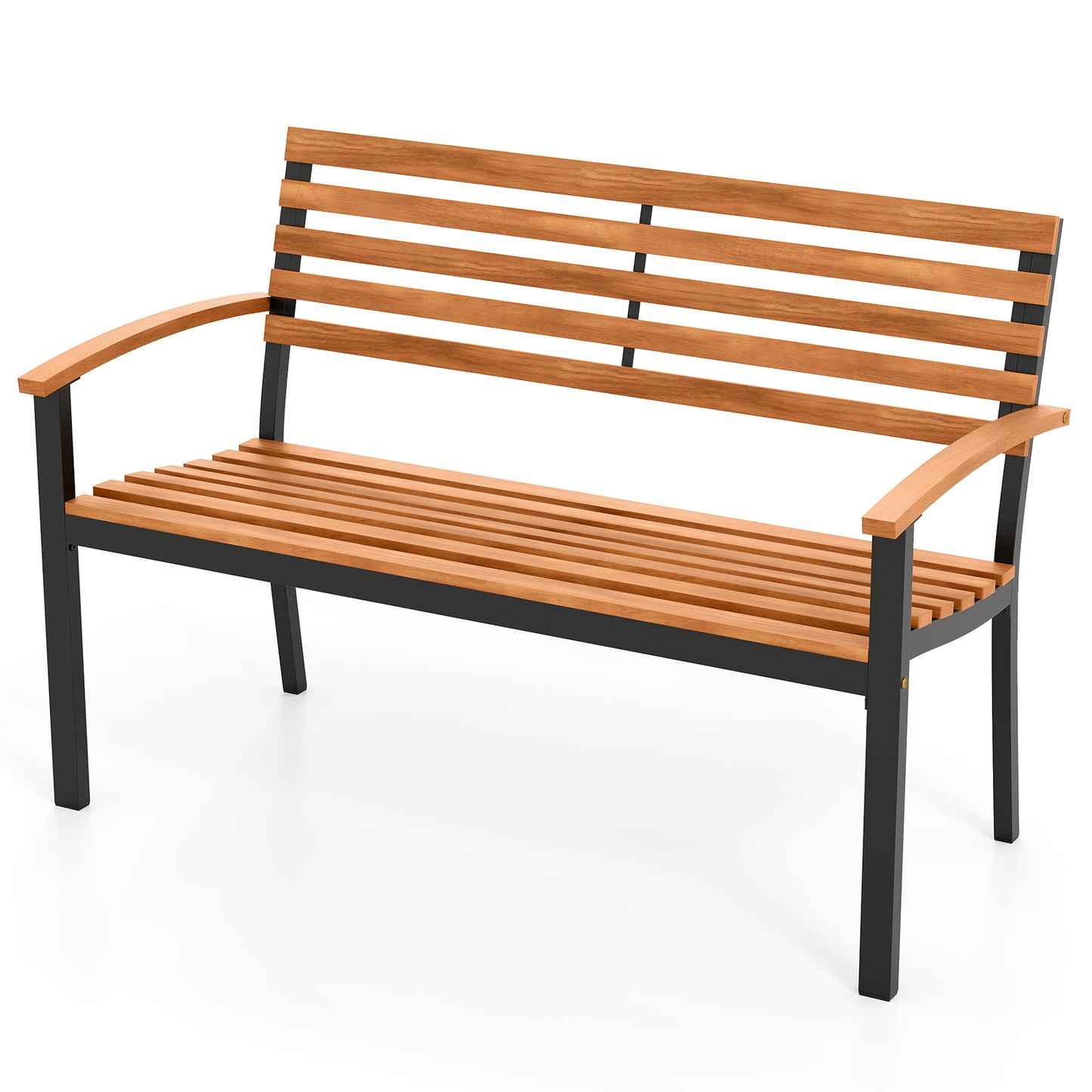 Acacia Wood Outdoor Bench with Backrest and Armrests