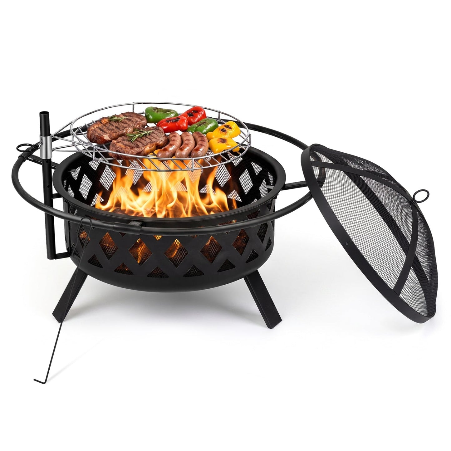 36-Inch Fire Pit Table with Adjustable Rotatable Grill Grate