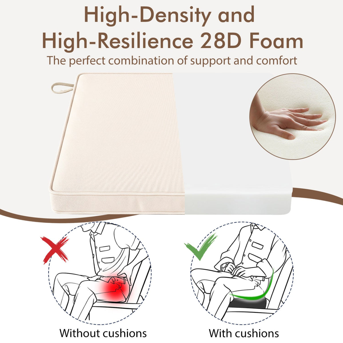 Outdoor Chair Cushions Set of 2 - Waterproof Olefin 20x20