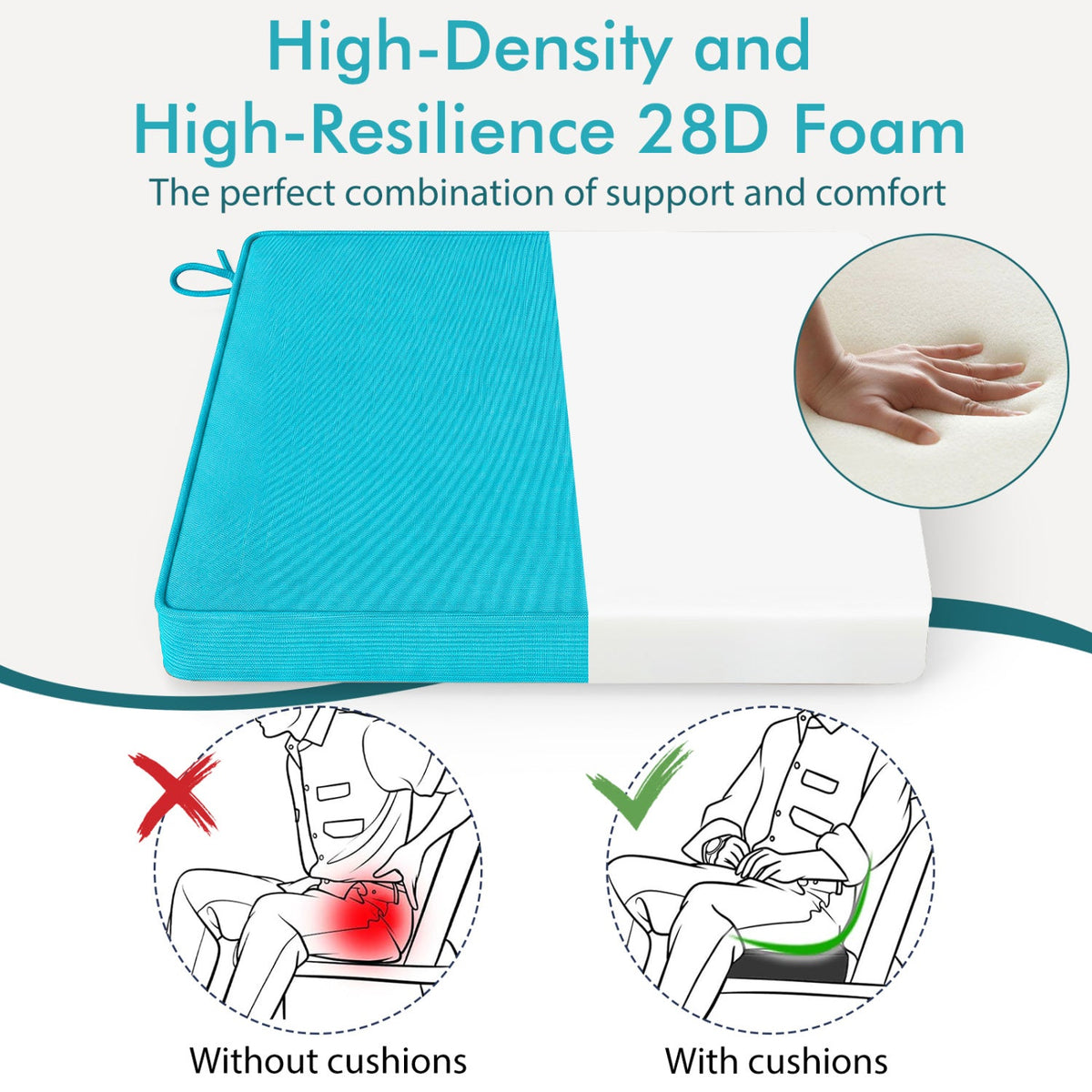 Outdoor Chair Cushions Set of 4 - Waterproof Olefin 20x20