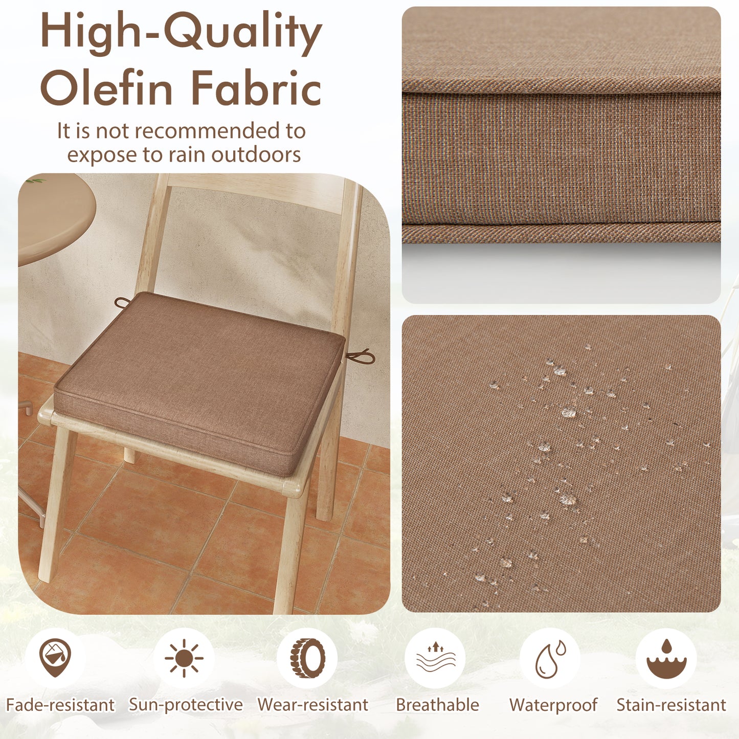 Outdoor Chair Cushions Set of 2 - Waterproof Olefin 20x20
