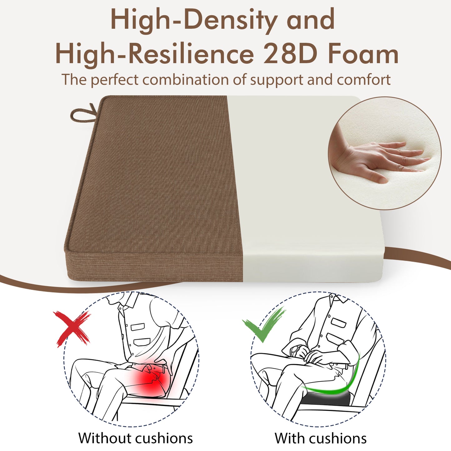 Outdoor Chair Cushions Set of 2 - Waterproof Olefin 20x20