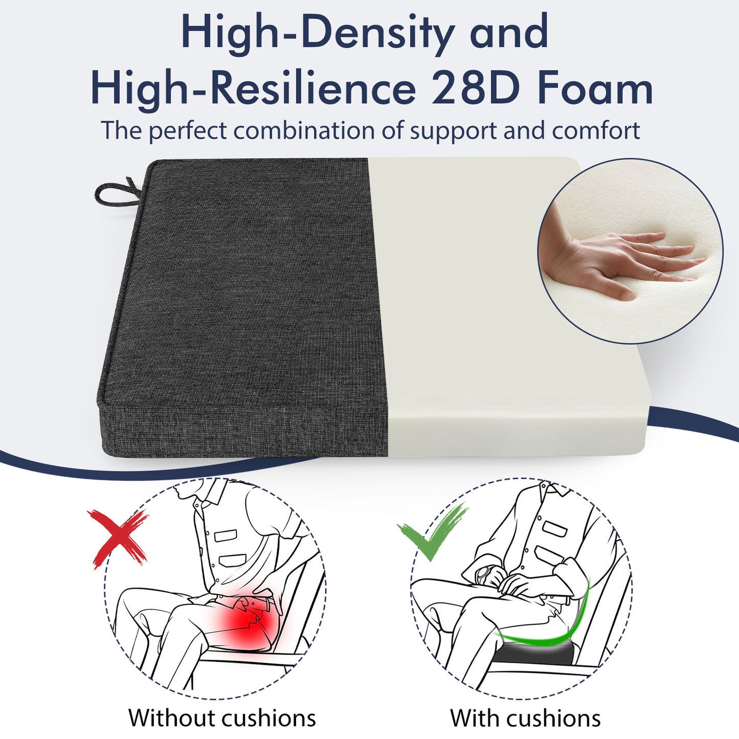 Outdoor Chair Cushions Set of 2 - Waterproof Olefin 20x20