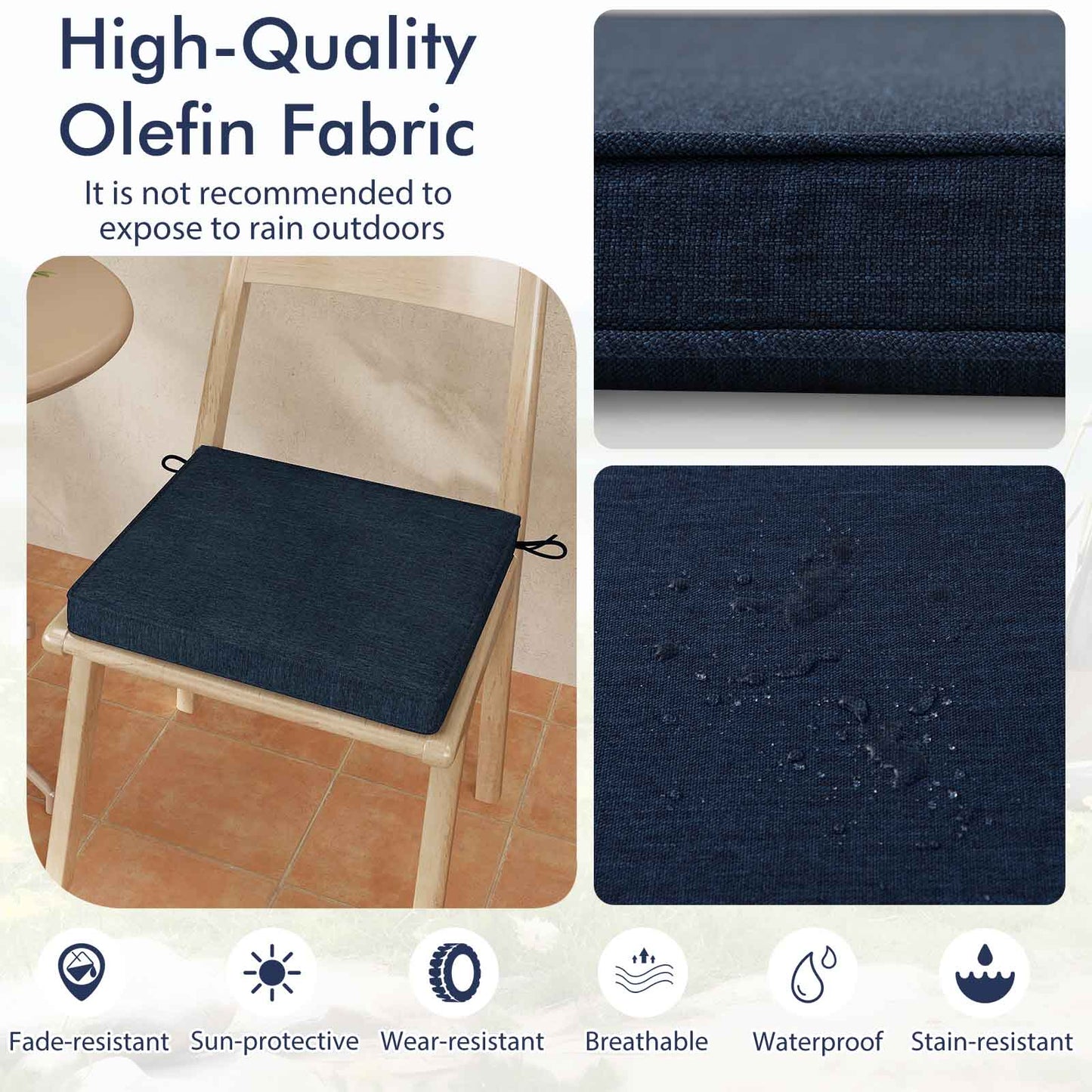 Outdoor Chair Cushions Set of 2 - Waterproof Olefin 20x20