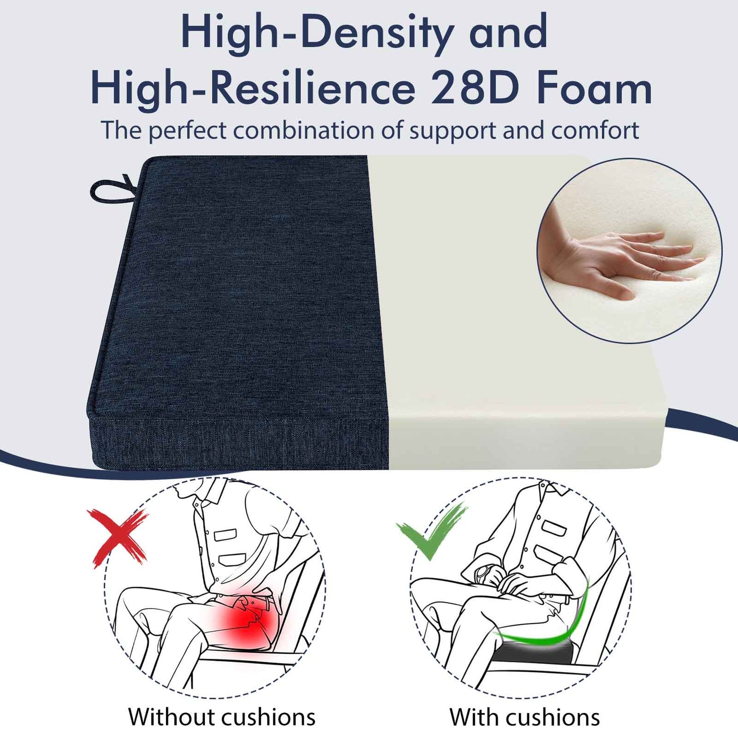 Outdoor Chair Cushions Set of 2 - Waterproof Olefin 20x20