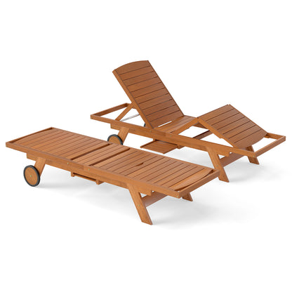Outdoor Chaise Lounge Chair with Wheels & Adjustable Backrest