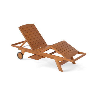 Outdoor Chaise Lounge Chair with Wheels & Adjustable Backrest