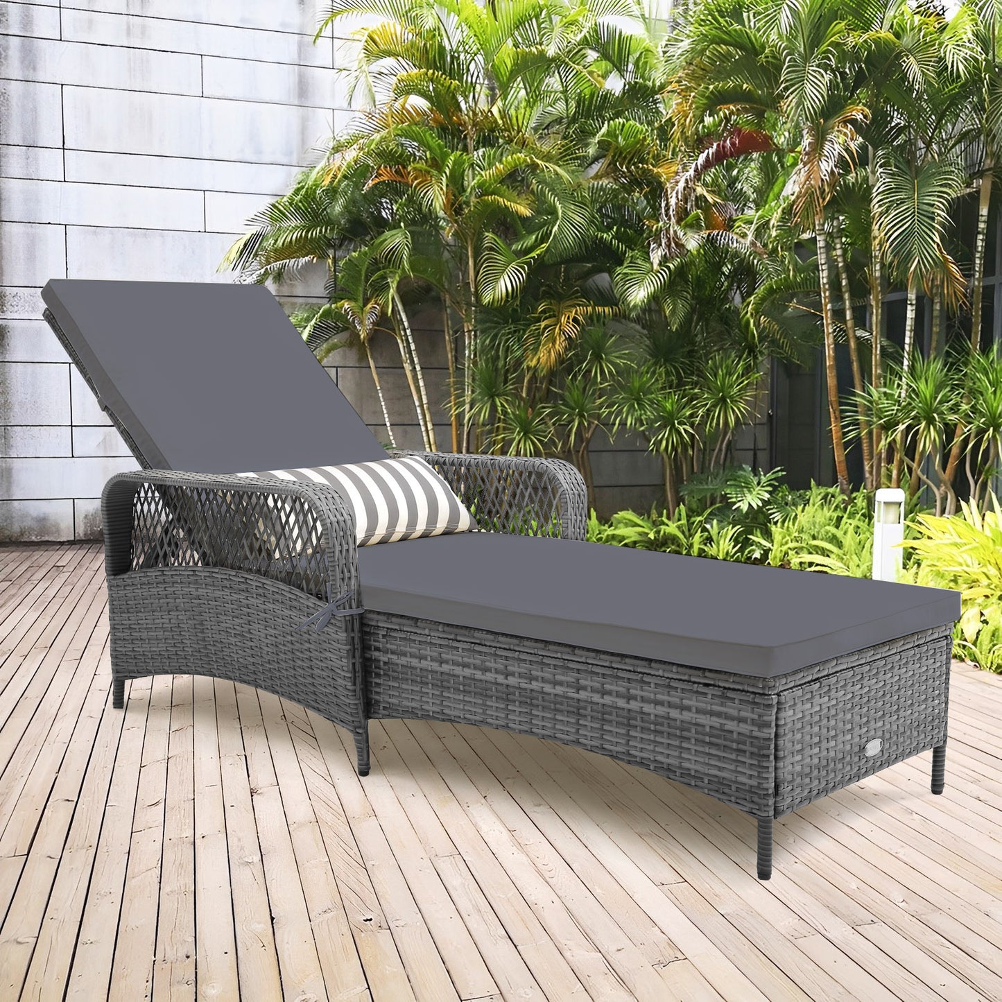 Outdoor Chaise Lounge Chair with 6-Position Adjustable Backrest