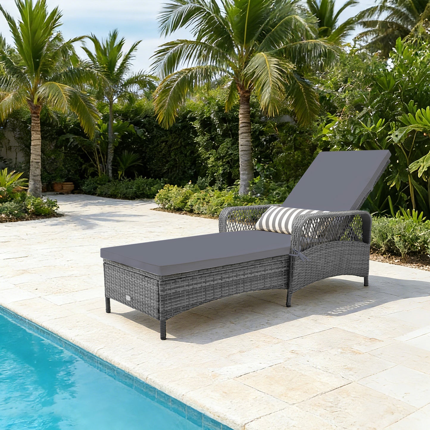 Outdoor Chaise Lounge Chair with 6-Position Adjustable Backrest