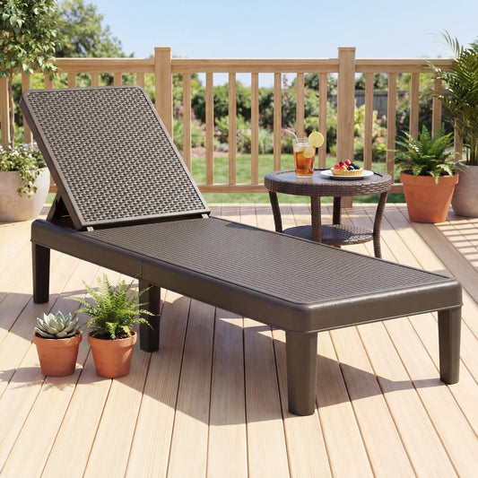 Outdoor Chaise Lounge Chair with 4-Position Adjustable Backrest
