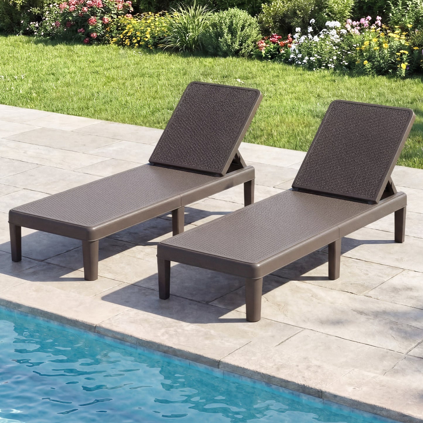 Outdoor Chaise Lounge Chair with 4-Position Adjustable Backrest