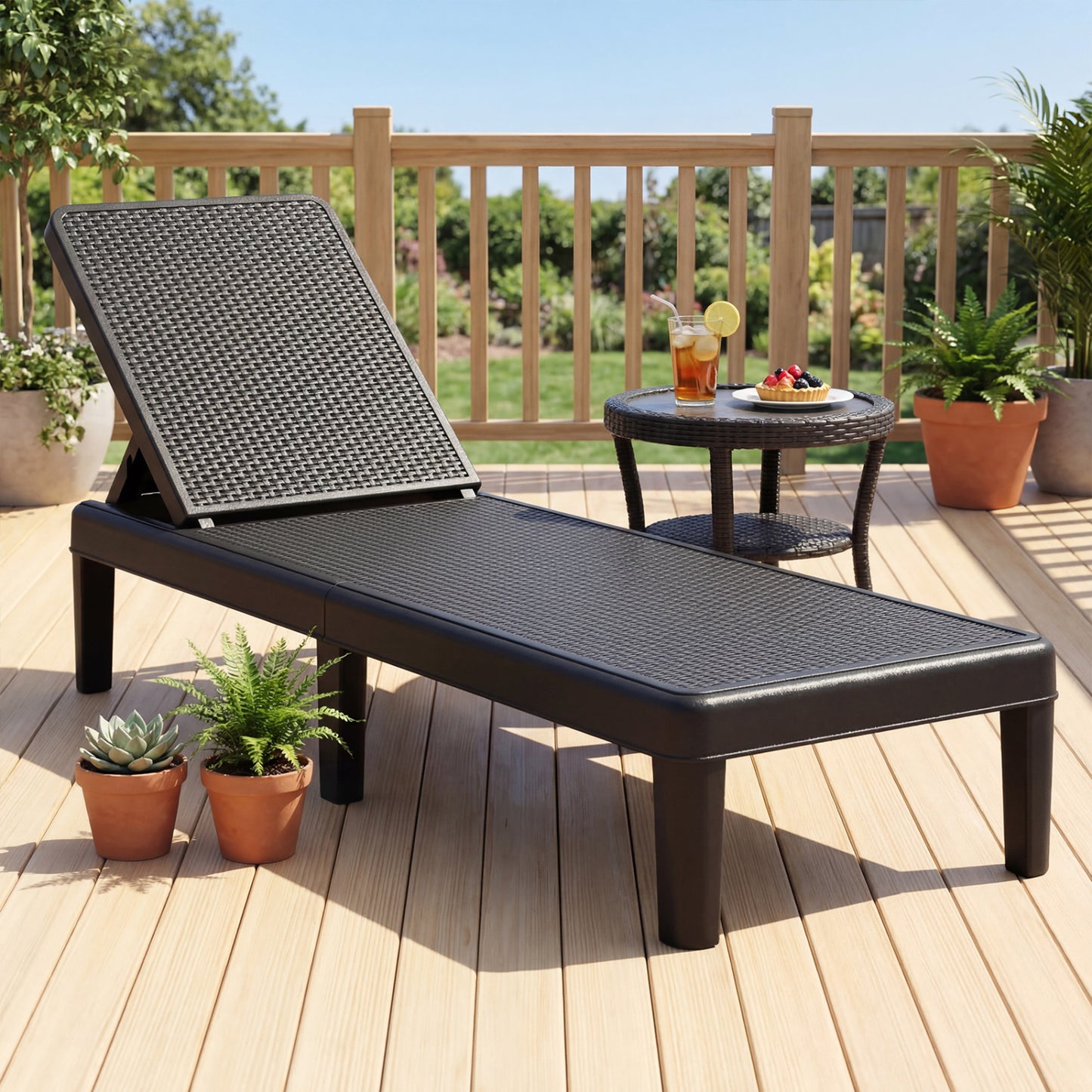 Outdoor Chaise Lounge Chair with 4-Position Adjustable Backrest