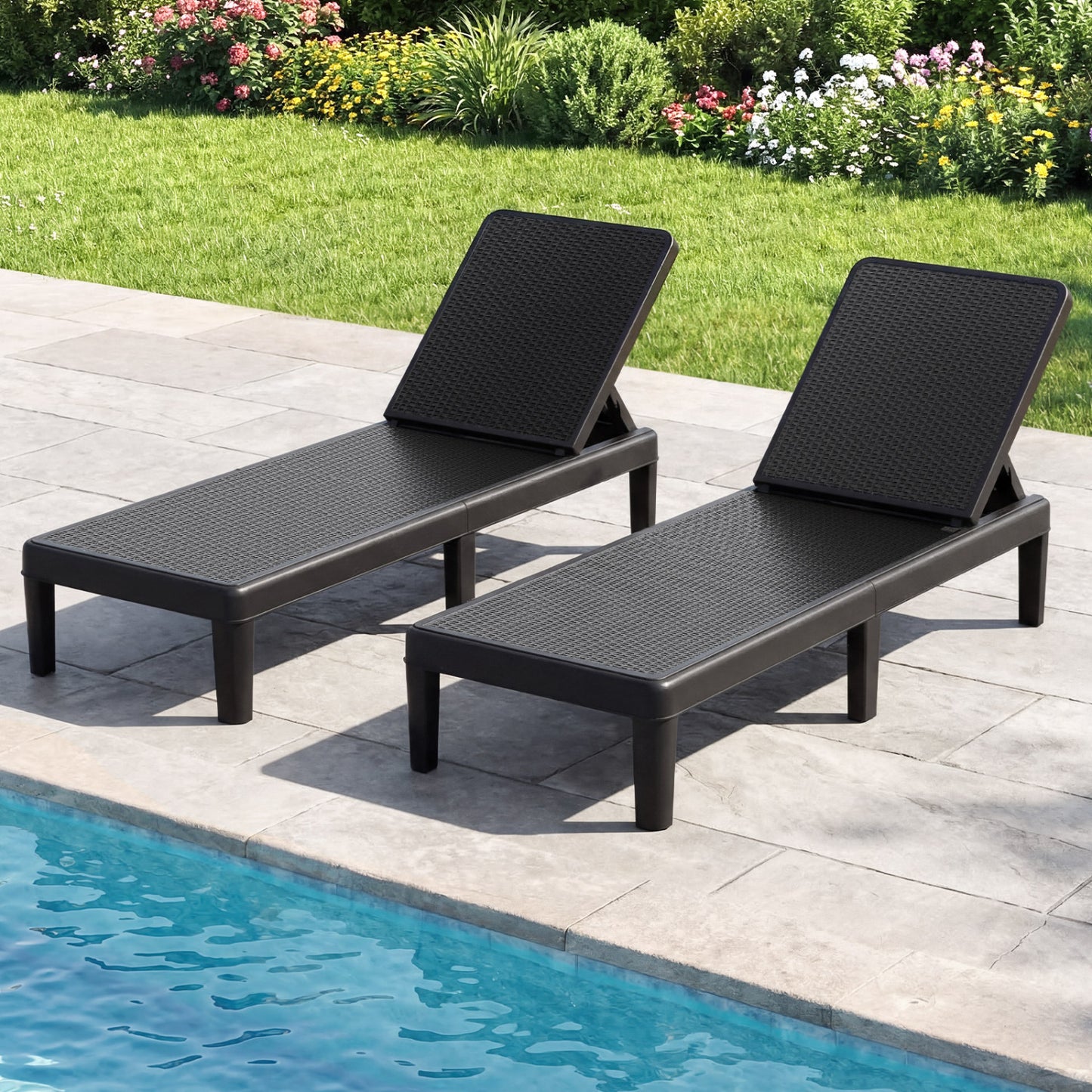 Outdoor Chaise Lounge Chair with 4-Position Adjustable Backrest